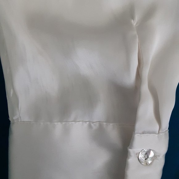 Women's Zara Cream Colored Polyester Long Sleeve Blouse, Size M - Picture 7 of 12